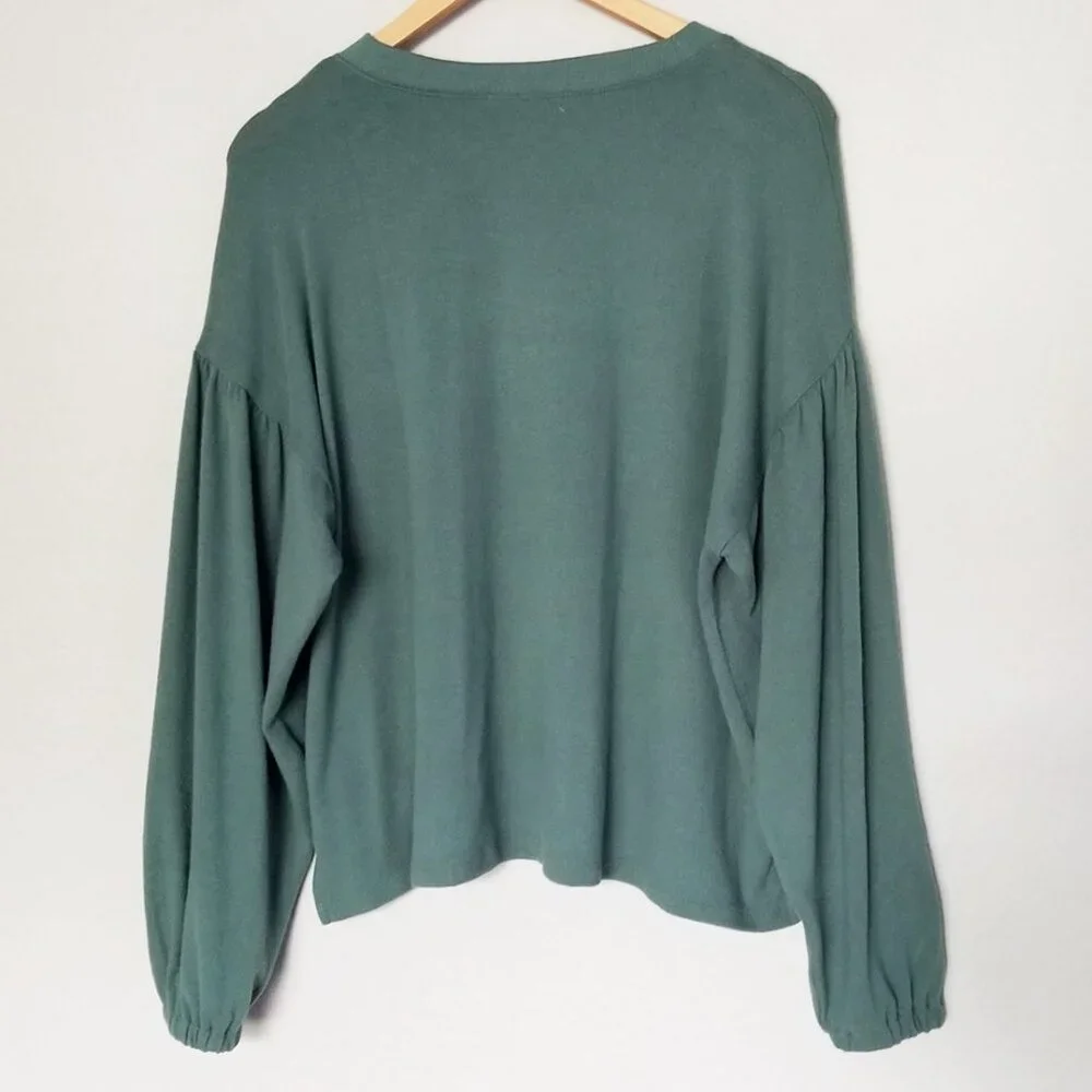 Madewell Dreamiest Knit Long-Sleeve Tee Size M Simply Sage Green Balloon Slv $68 - Picture 4 of 15
